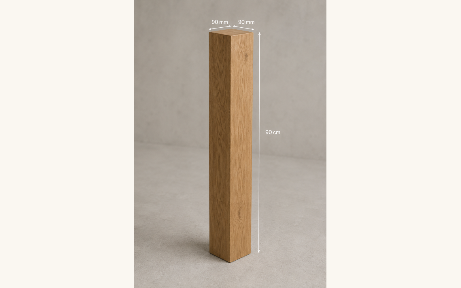 Słupek dębowy 90 cm — kwadrat 90×90 mm