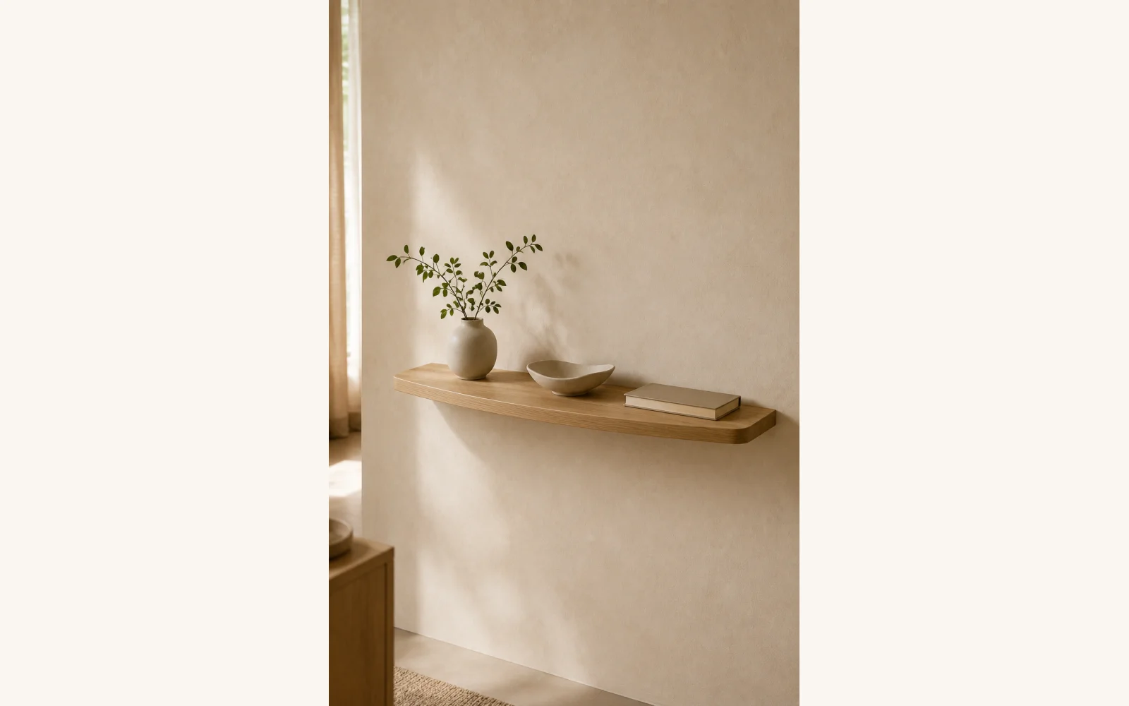 ARC — dębowa półka ścienna z łukowym frontem — 12–15 cm × 3 cm