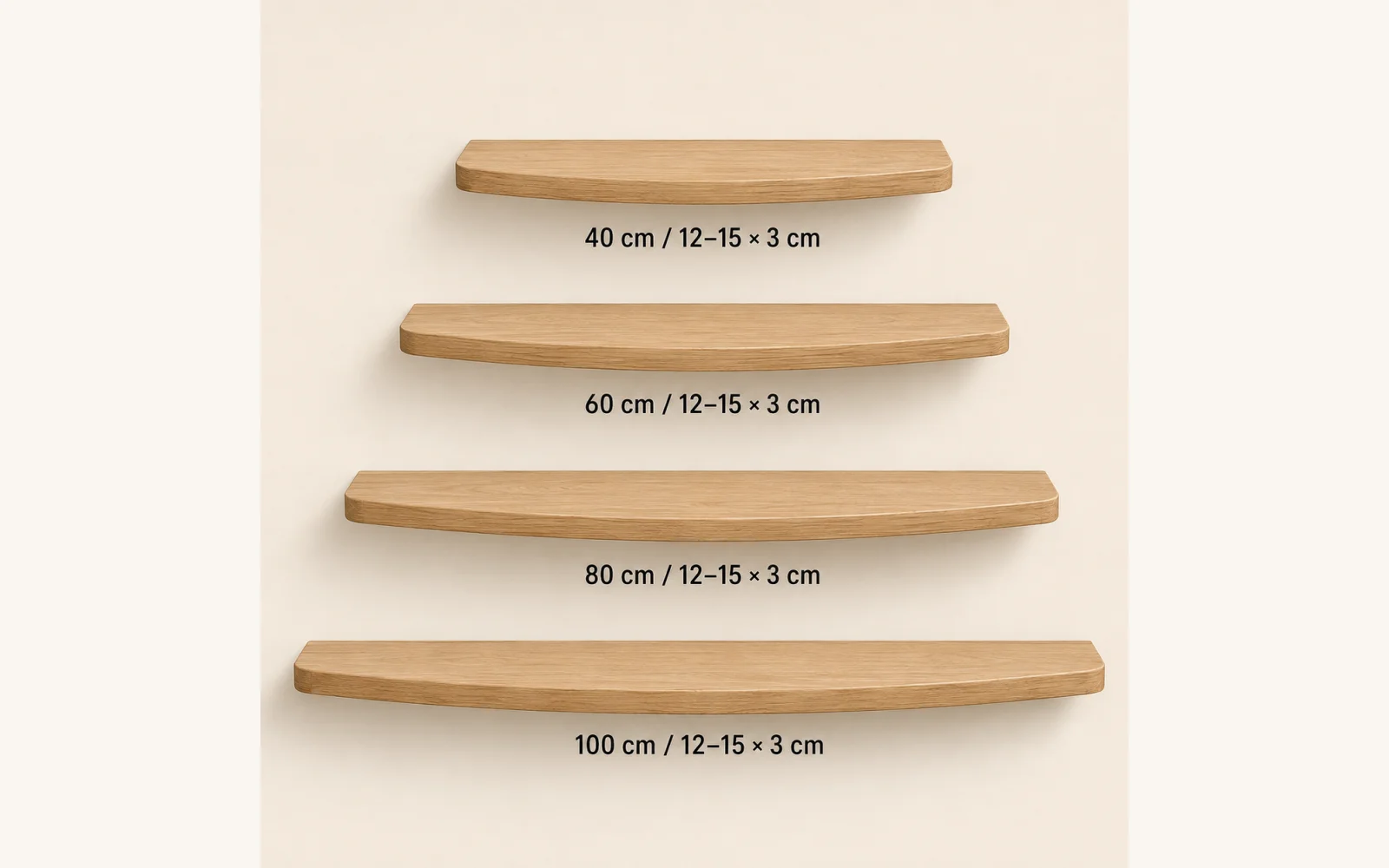 Porównanie długości półek ARC 40 / 60 / 80 / 100 cm