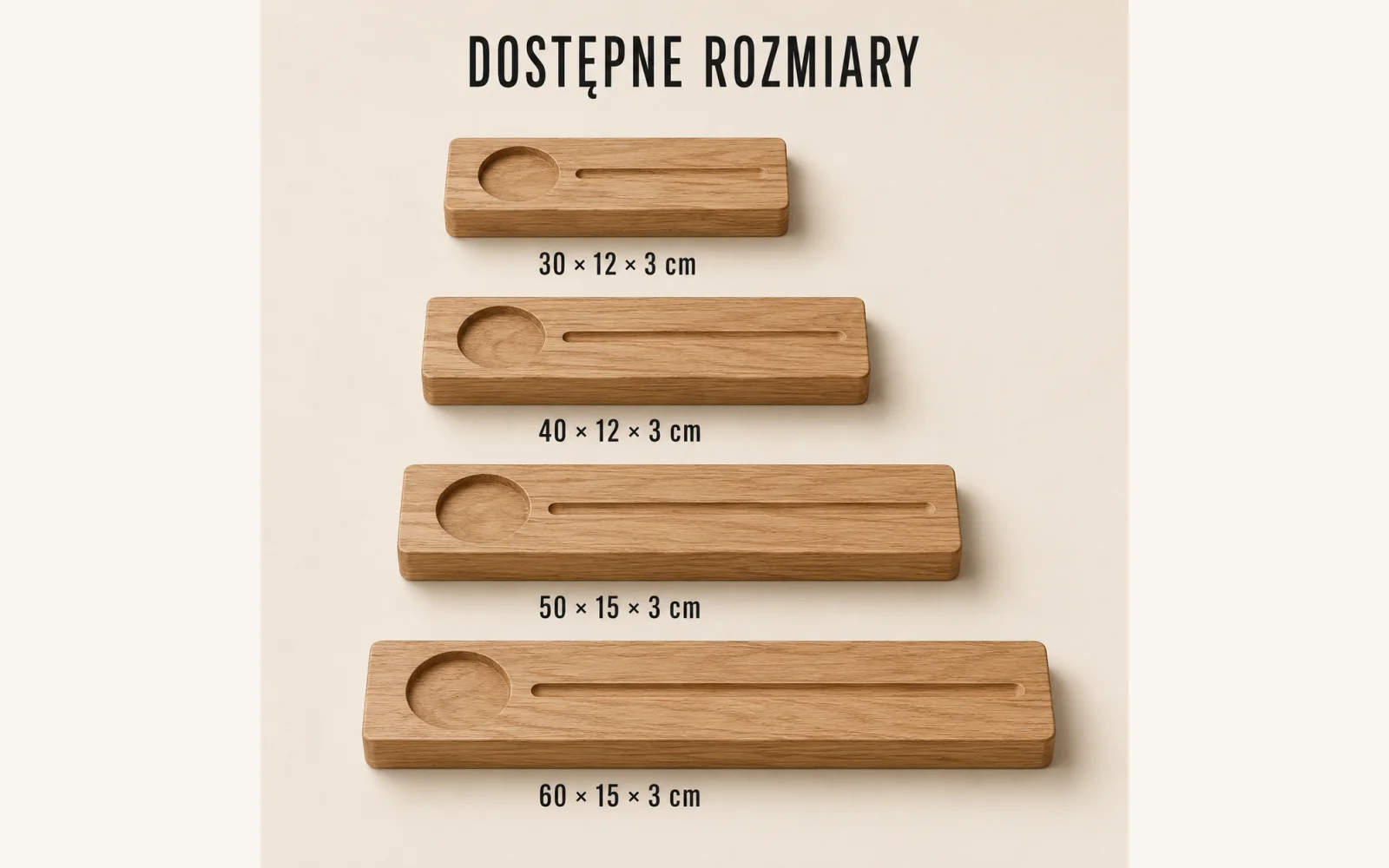 Porównanie długości półek CANDLE 30–60 cm