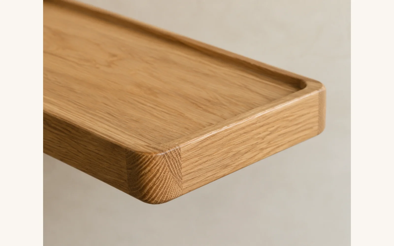 Półka dębowa LINE EDGE — głębokość 10 cm × 3 cm | rant | lite drewno - zdjecie produktu