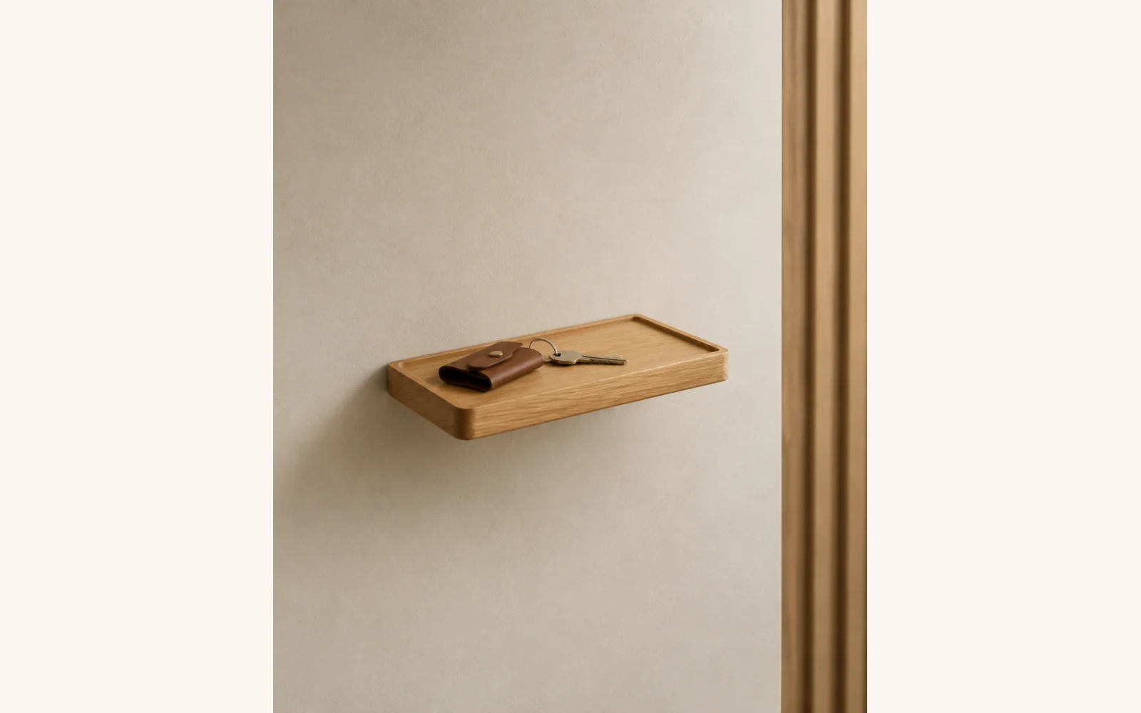 Półka dębowa LINE EDGE — głębokość 12 cm × 3 cm | rant | lite drewno - zdjecie produktu