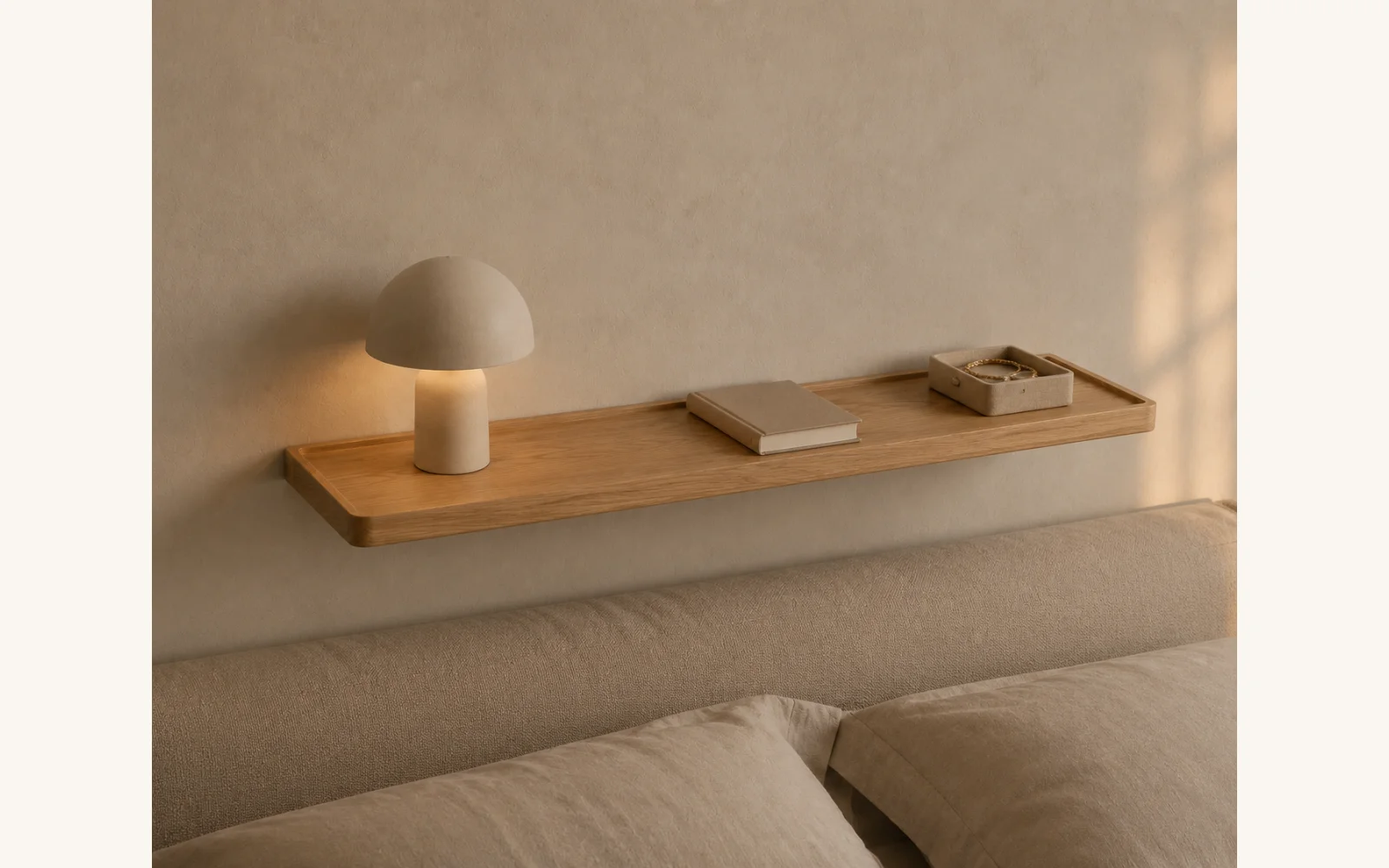 Półka dębowa LINE EDGE — głębokość 12 cm × 3 cm | rant | lite drewno - zdjecie produktu