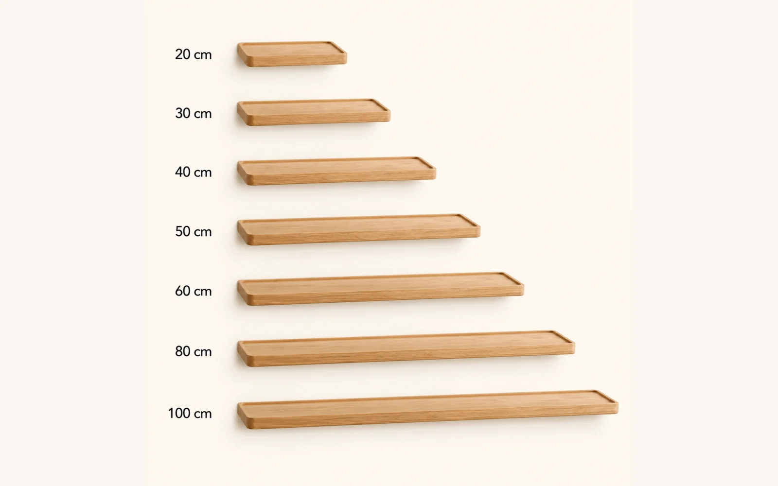 Półka dębowa LINE EDGE — głębokość 12 cm × 3 cm | rant | lite drewno - zdjecie produktu