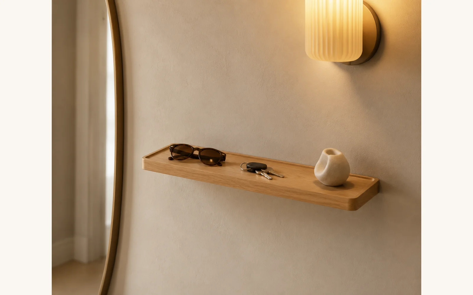 Półka dębowa LINE EDGE — głębokość 15 cm × 3 cm | rant | lite drewno - zdjecie produktu