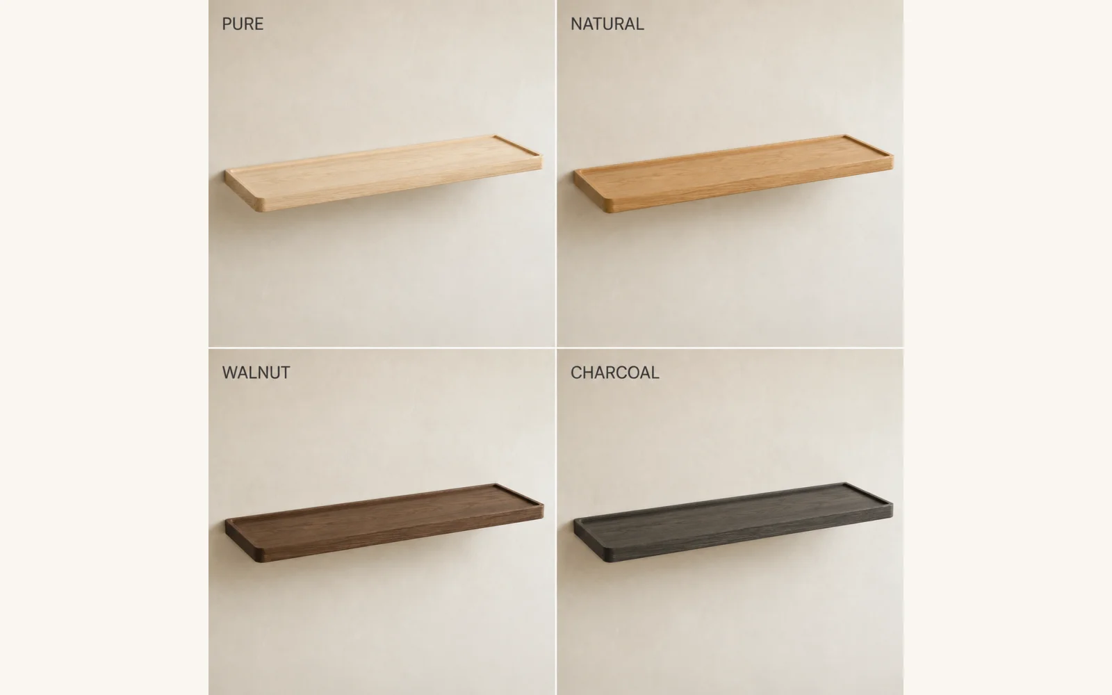 Półka dębowa LINE EDGE — głębokość 15 cm × 3 cm | rant | lite drewno - zdjecie produktu