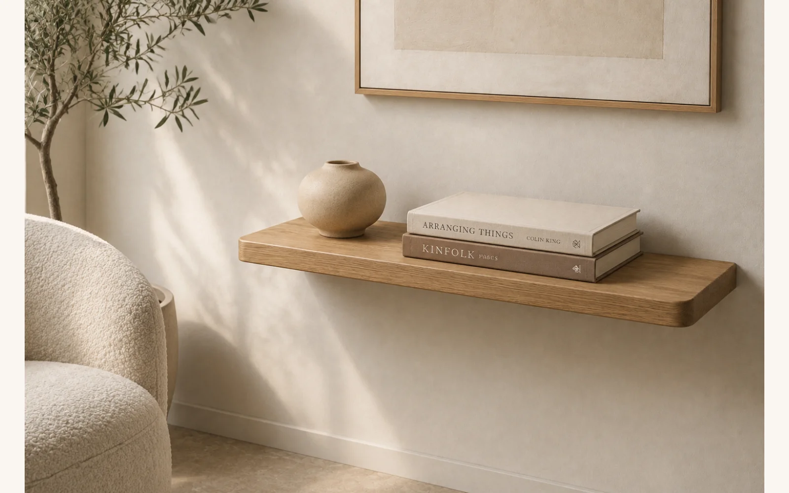 Półka dębowa LINE — głębokość 10 cm × 3 cm | lite drewno - zdjecie produktu