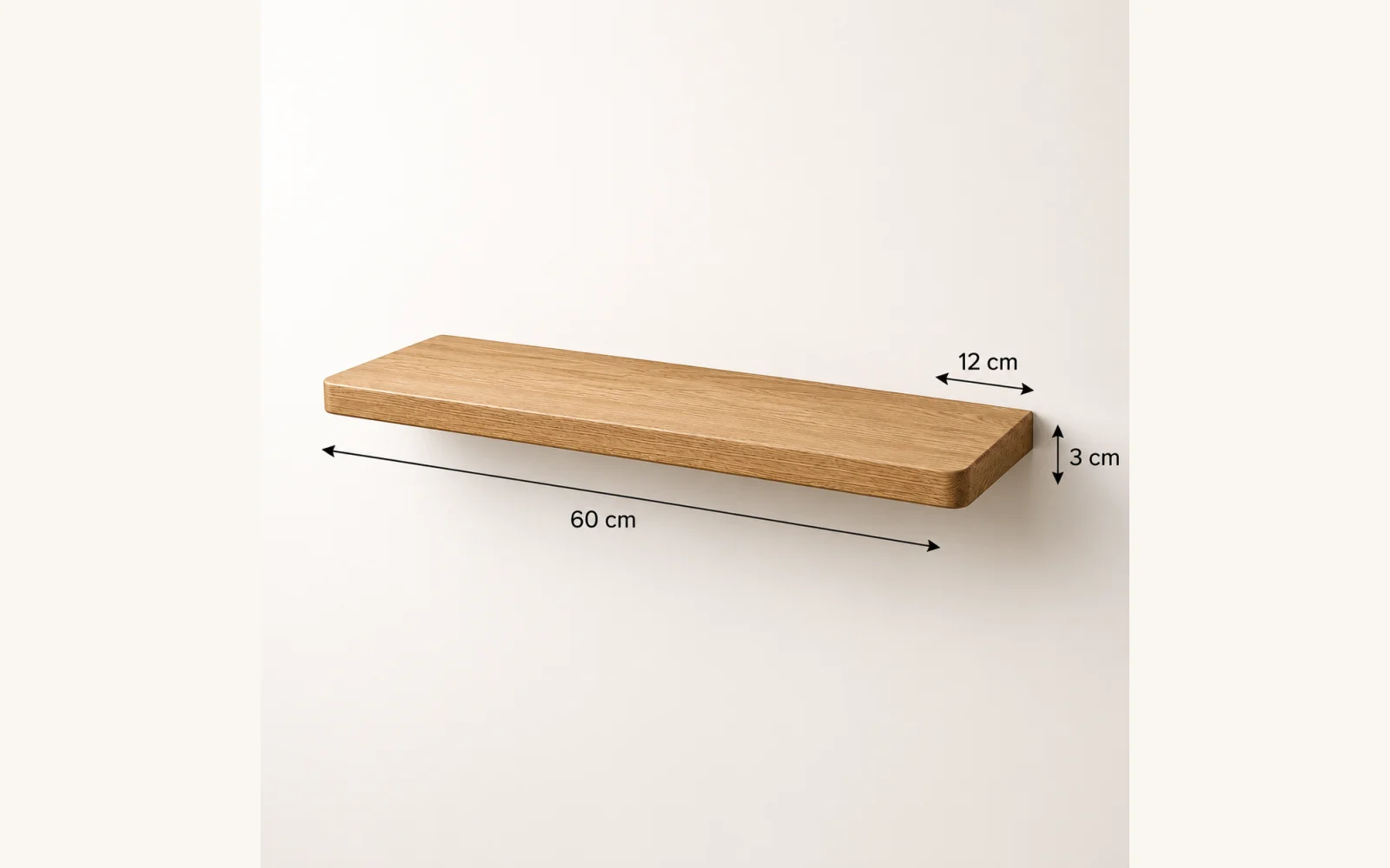Półka dębowa LINE — głębokość 12 cm × 3 cm | lite drewno - zdjecie produktu
