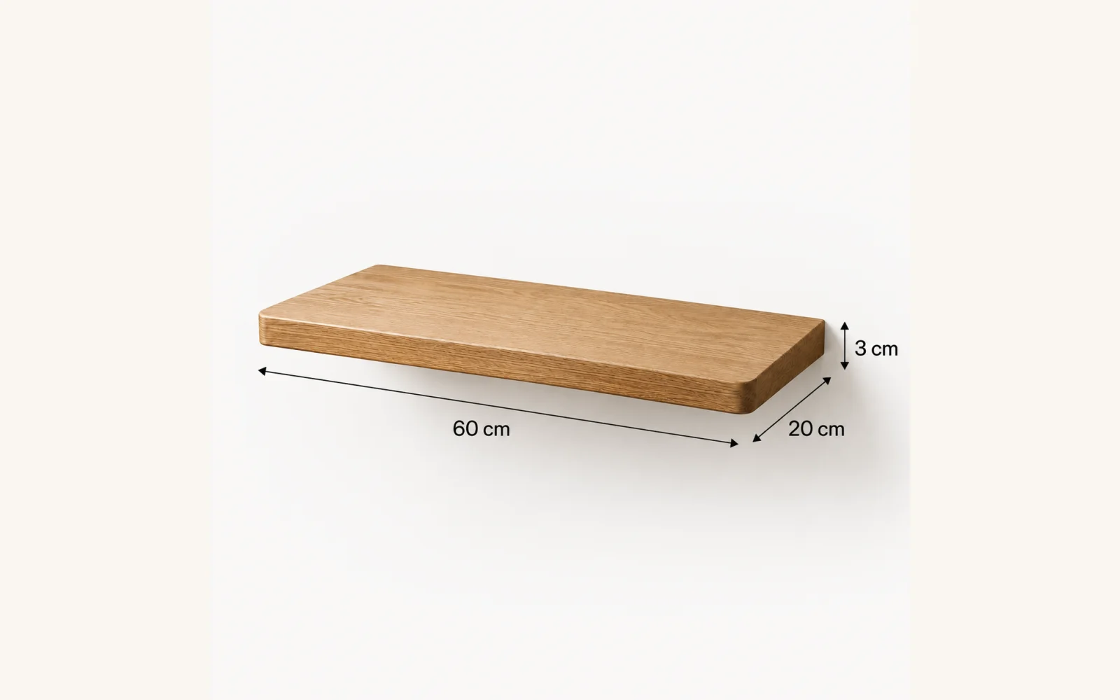 Półka dębowa LINE — głębokość 20 cm × 3 cm | lite drewno - zdjecie produktu