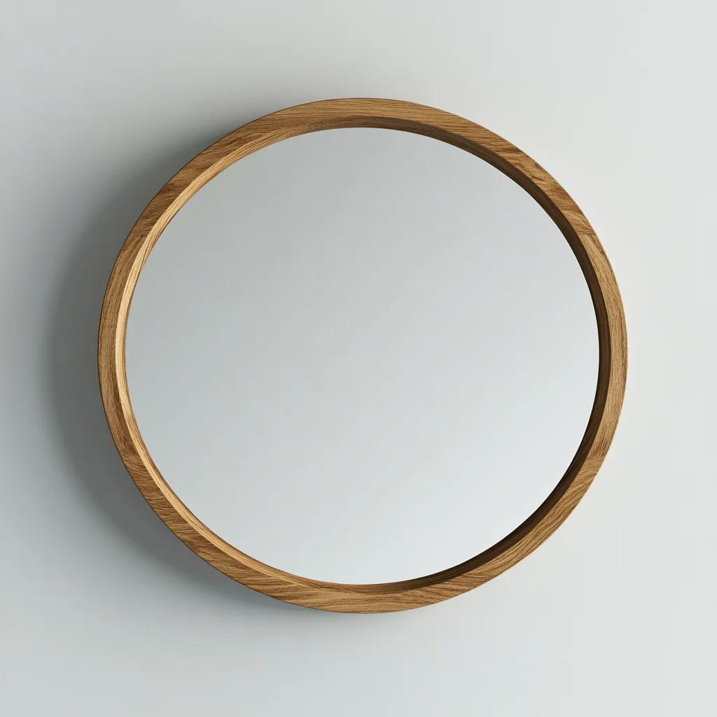 Lustro Dębowe – Ø90 cm – Okrągłe Lustro Ścienne z Dębu